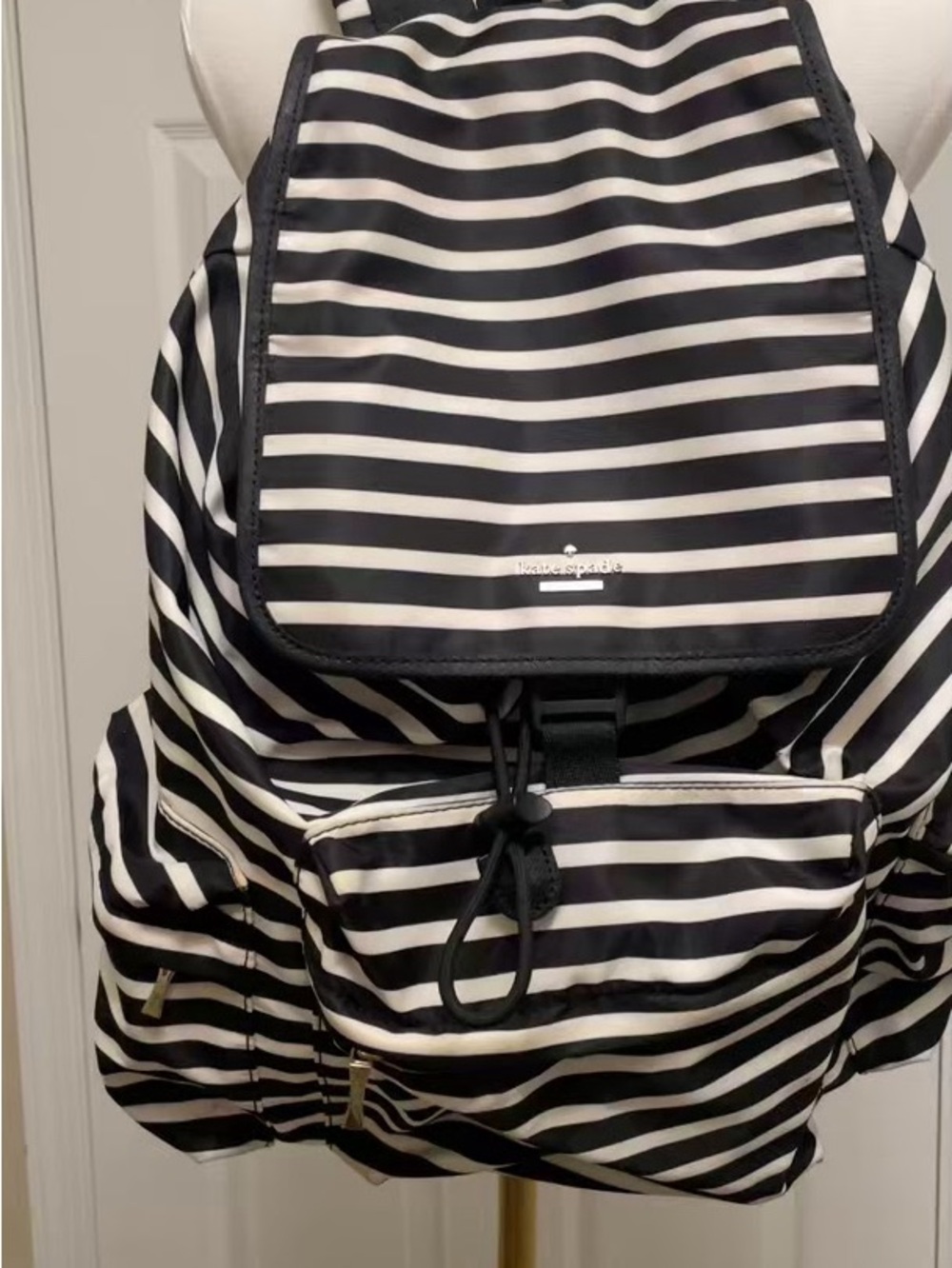 kate spade Black and White Striped Backpack